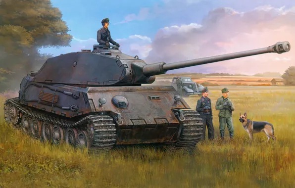 Картинка Рисунок, Porsche, Танк, Немецкий, Тяжёлый, Typ 180, Ausf A, Panzerkampfwagen