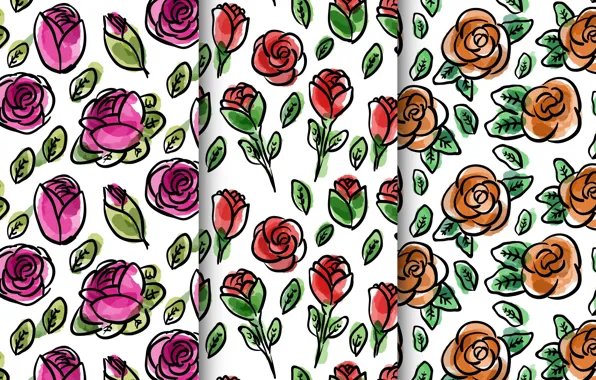 Белый, фон, розы, текстура, бутоны, roses, Patterns