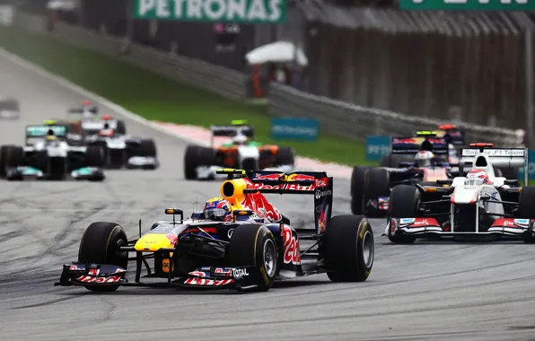 Картинка Фото, Гонка, Трасса, Formula-1, Red Bull, 2011, Марк Уэббер, RB7