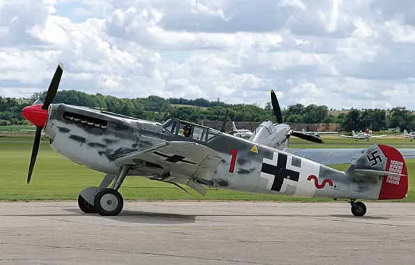 Картинка Ме-109, немецкий, одномоторный, WW2, Мессершмитт Bf.109, поршневой истребитель