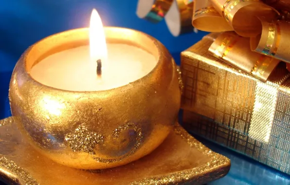 Праздник, коробка, новый год, рождество, свеча
