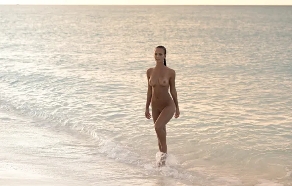 Girl, sea, nude, blonde, Rachel Cook, dreds