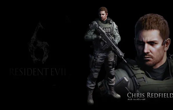 Картинка черный фон, Обитель зла, Resident Evil 6, Chris Redfield, Крис Редфилд