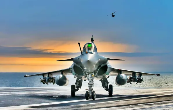 Картинка самолет, рассвет, истребитель, штурмовик, Dassault Rafale, четвертого поколения, ВВС Франции, Rafale