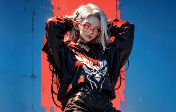 Girl, Anime, Elf, Cyberpunk, Elf Girl, AI Generated