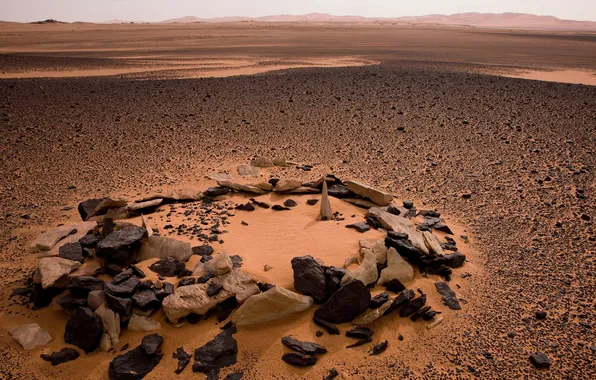 Картинка песок, камни, пустыня, Ливия