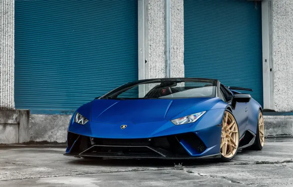 Lamborghini, Blue, Spider, Supercar, Huracan, Huracan Spider