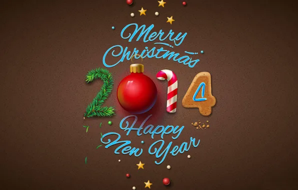 Картинка обои, елка, шарик, Новый год, New Year, Merry Christmas, 2014