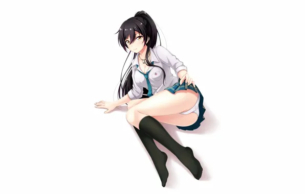 Girl, sexy, lingerie, ass, cleavage, school uniform, panties, thighhighs