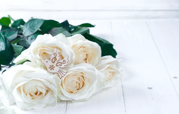 Розы, букет, white, белые, flowers, roses