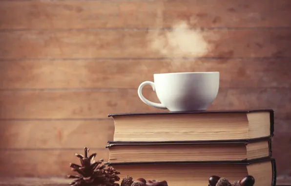 Книги, кофе, чашка, cup, coffee, books