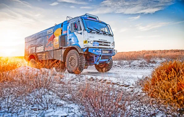 Зима, Снег, Грузовик, Мастер, Kamaz, Rally, Dakar, Камаз