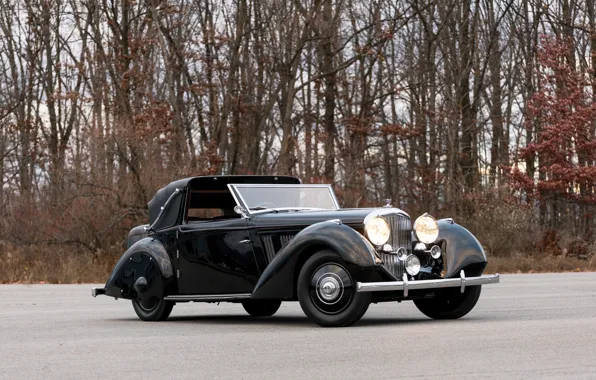 Дорога, осень, ретро, Bentley, автомобиль, Coupe, Sedanca