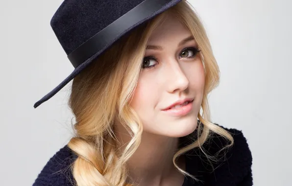 Глаза, взгляд, девушка, лицо, милая, шляпа, Katherine Mcnamara