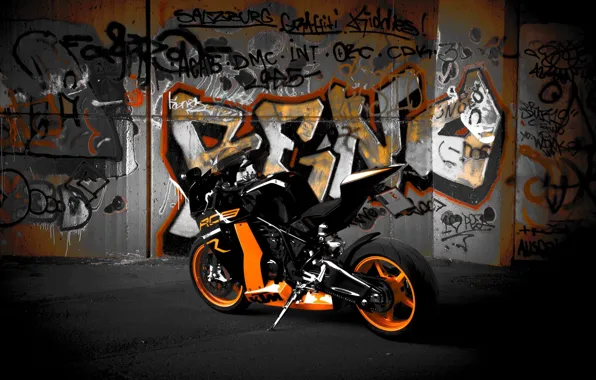 Картинка чёрный, мотоцикл, black, вид сзади, bike, ktm, rc8 r