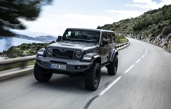 Картинка дорога, движение, Wrangler, Jeep, Unlimited, 2019, Militem, Ferōx