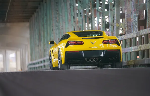 Желтый, дизайн, вид сзади, Corvette Chevrolet