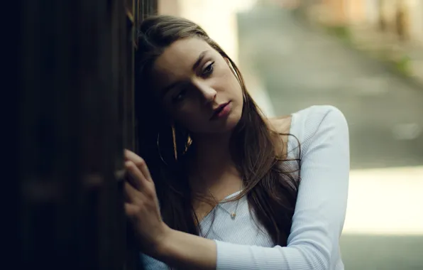 Девушка, Взгляд, Стена, Girl, Wall, Sight