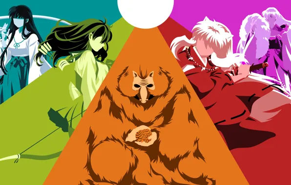 Коллаж, персонажи, Инуяша, InuYasha