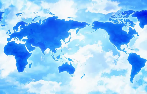 Облака, азия, карта, америка, африка
