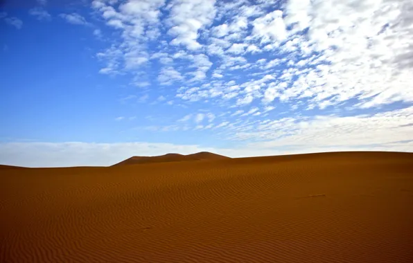 Песок, небо, облака, пустыня, бархан