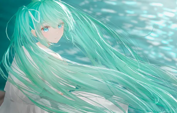 Вода, девушка, Hatsune Miku, Vocaloid