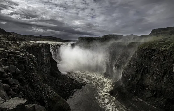 Картинка река, водопад, поток, каньон, Исландия