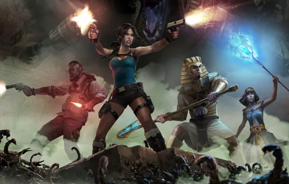 Tomb raider, Lara Coft, scorpions, Lara Croft and the Temple of Osiris, game art