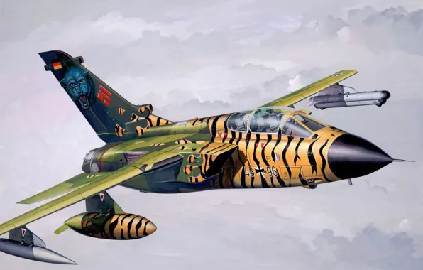 Картинка art, airplane, painting, aviation, jet, Panavia Tornado