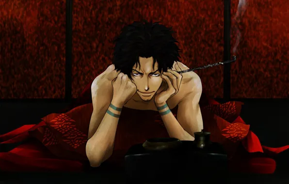 Взгляд, трубка, парень, Samurai Champloo, Mugen