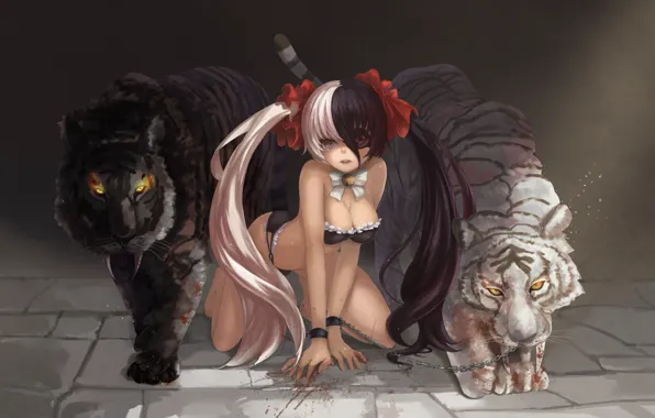 Девушка, тигры, blade & soul, po hwa ran, magician (artist)