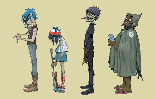 Музыка, фон, группа, Russel, gorillaz, murdoc, noodle, рассел