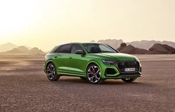 Закат, Audi, пустыня, кроссовер, 2020, RS Q8
