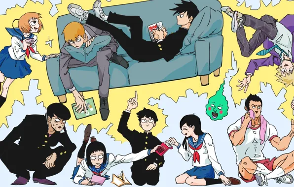 Аниме, арт, персонажи, Mob Psycho 100, Моб психо 100