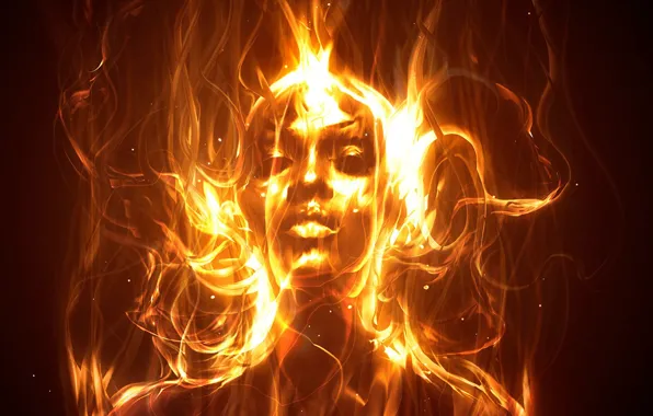Девушка, огонь, пламя