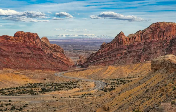 Картинка desert, canyon, Utah, cliff, curvy road