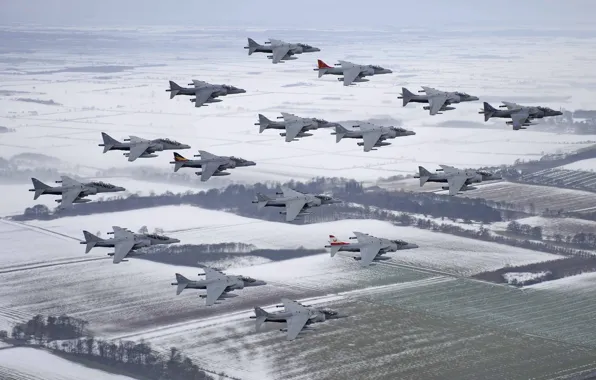 Картинка полет, истребители, много, Harrier, штурмовики, McDonnell Douglas, AV-8B