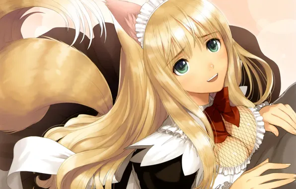 Хвост, бант, ушки, горничная, art, shining hearts, tony taka, rouna marasame