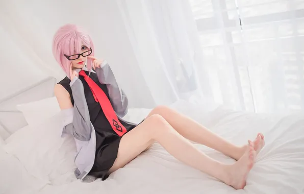 Beautiful, Asian, Model, Bed, Woman, Glasses, Pretty, Window