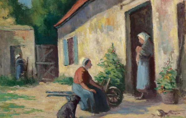 Картина, жанровая, Максимильен Люс, Maximilien Luce, Двор в Рольбуазе