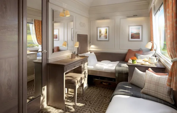 Train, room, luxury, Irish Orient Express, compartment