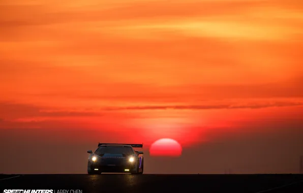 Картинка солнце, гонка, Lamborghini, утро, Gallardo, трэк, Super Trofeo
