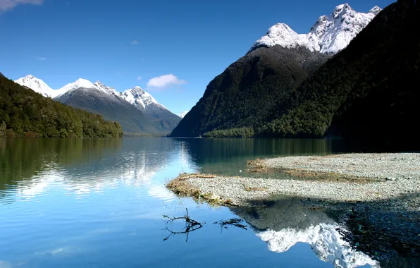 Картинка небо, горы, озеро, отражение, голубое, Новая Зеландия