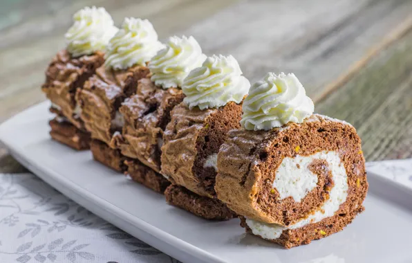 Пирожное, cake, крем, выпечка, сладкое, dessert, бисквит, рулет