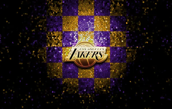 Wallpaper, sport, logo, basketball, NBA, Los Angeles Lakers, glitter, checkered
