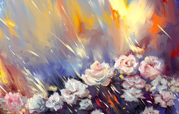 Картинка цветы, розы, арт, живопись