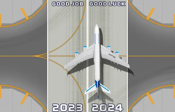 New year, airport, airplane, happy new year, runway, good luck, 2024, 2024 year