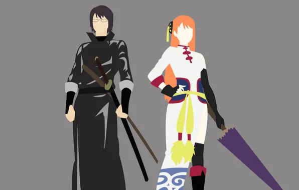 Девушка, минимализм, парень, Gintama, Гинтама