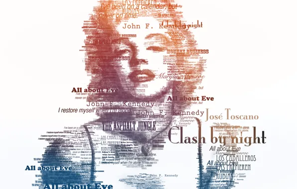 Картинка текст, актриса, певица, типография, фон., digital art, Мэрилин Монро, Marilyn Monroe