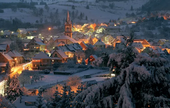 Картинка Франция, Зима, Снег, Winter, France, Snow, The Province Of Alsace, Провинция Эльзас